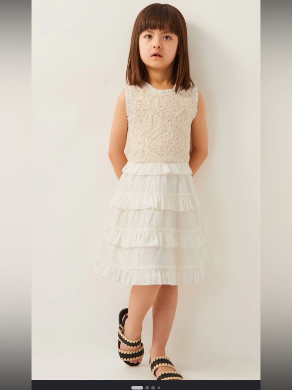 Monsoon Natural 100% Cotton Crochet
Yoke Ruffle Dress size 9Y